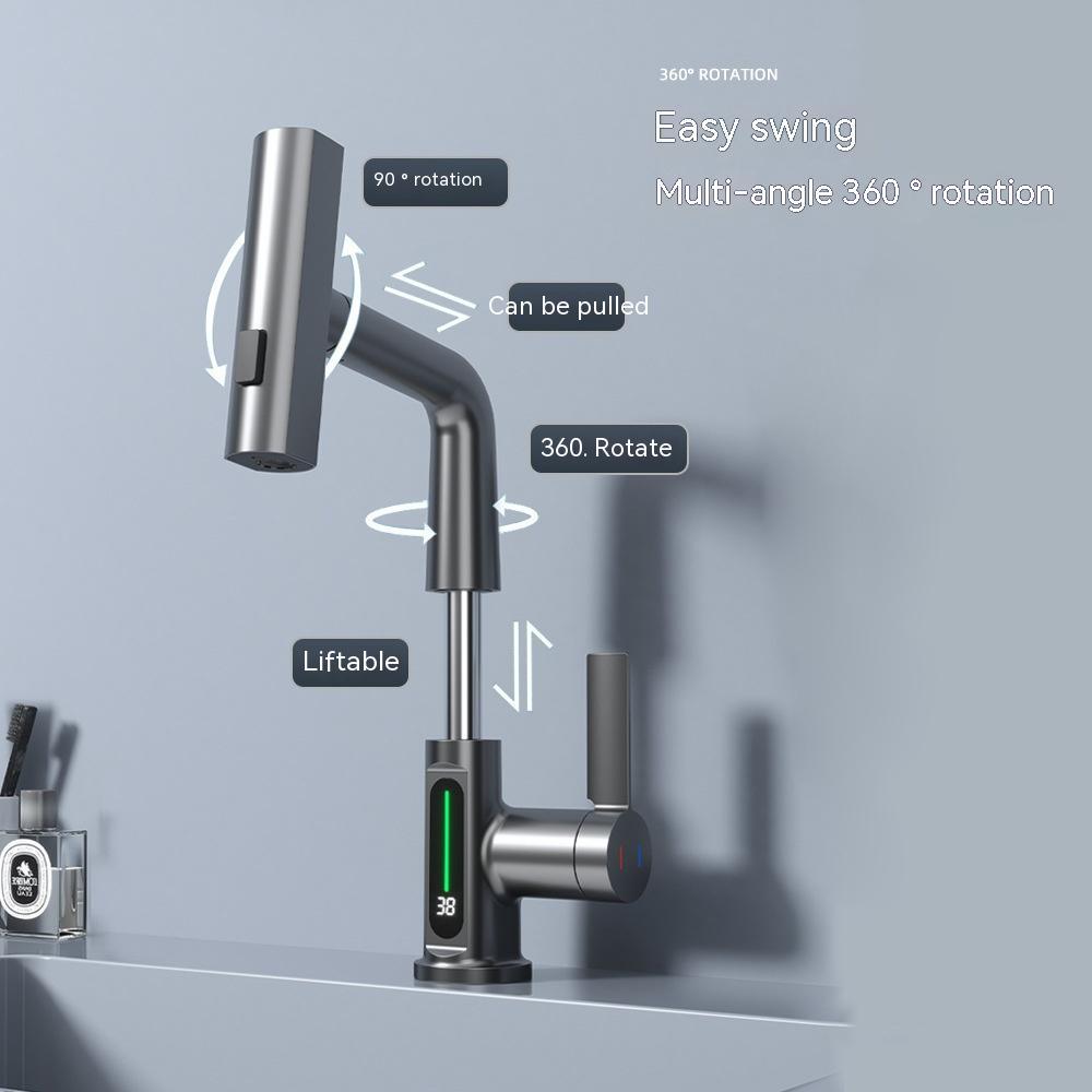 Intelligent Digital Display Faucet Pull-out Basin - Crazyshopy