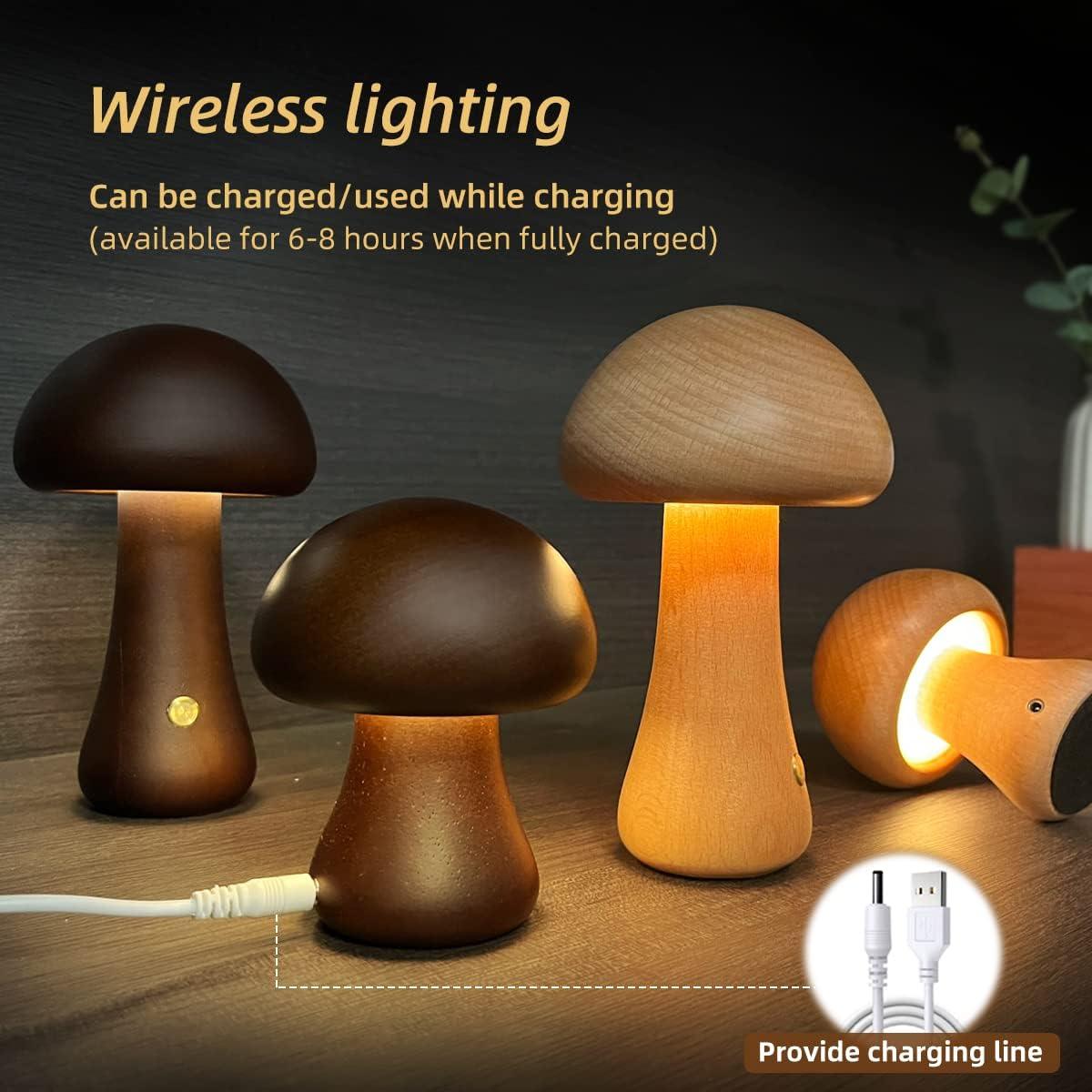 INS Wooden Cute Mushroom LED Night Light - Crazyshopy