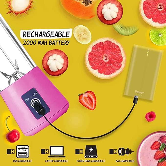Portable Electric USB Juice Maker Bottle | Blender Grinder Mixer | Rechargeable Bottle with 6 Blades - Crazyshopy